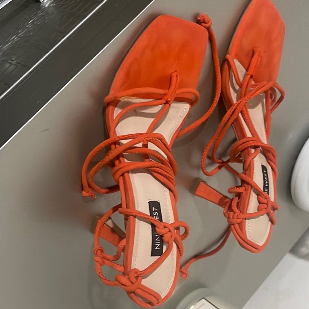 Nine West Orange Strappy Sandals Modern Design